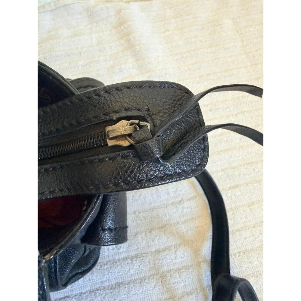 Francesco Biasia Black Leather Satchel Crossbody Top Handle Shoulder Bag